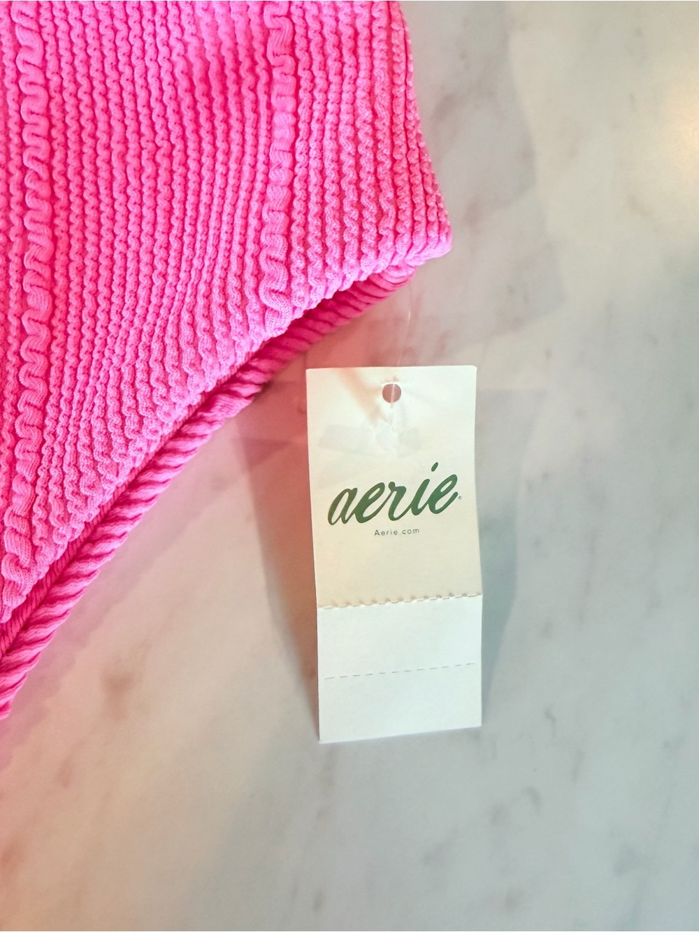 aerie NWT Hot Pink Ribbed High-Rise Bikini Bottom - Picture 3 of 6